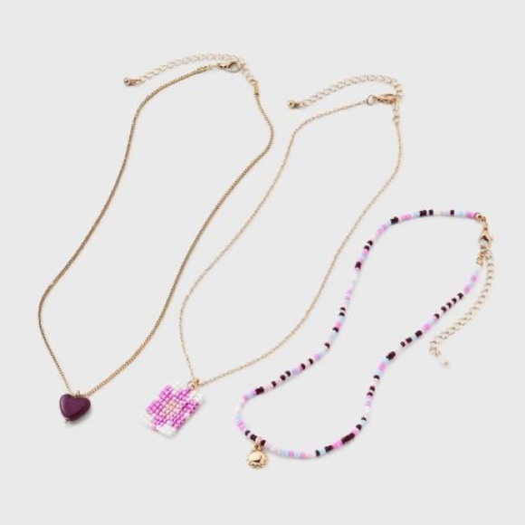 Universal Thread Sunflower and Heart Necklace 3 Piece Set - Gold Tone - NWT - Picture 2 of 6